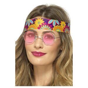 Smiffys Unisex Adult Hippie Costume Sunglasses / Orange